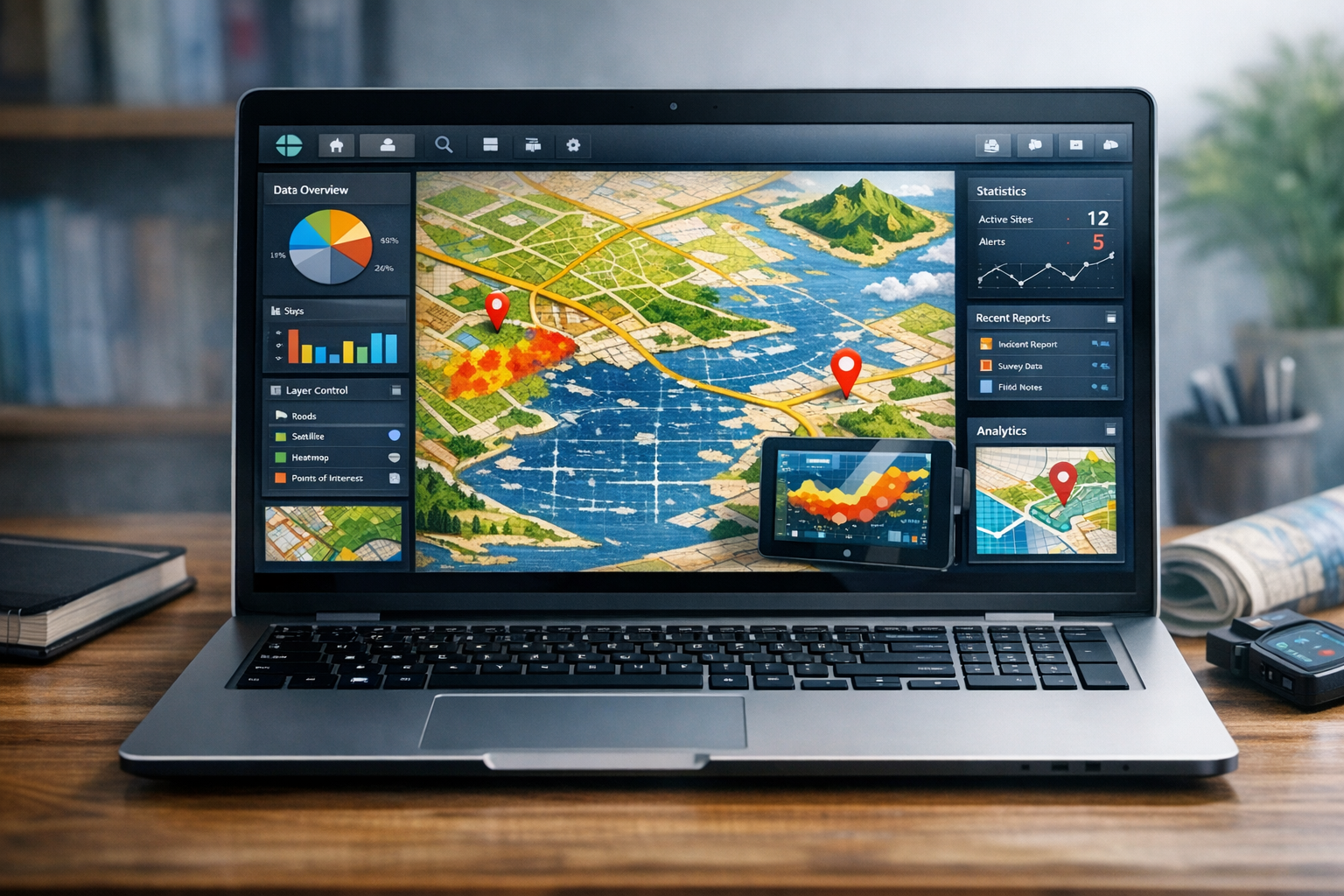Dashboard GIS en laptop